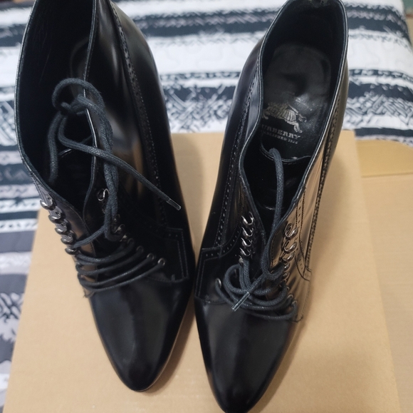 Burberry Prorsum Black Patent Leather Shoes Boots Booties Heels Size 39.5 US 8.5 - Picture 10 of 12